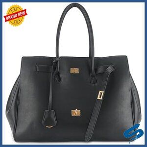 Large Genuine Leather Top Handle Bag, Slouchy Work Commuter Tote